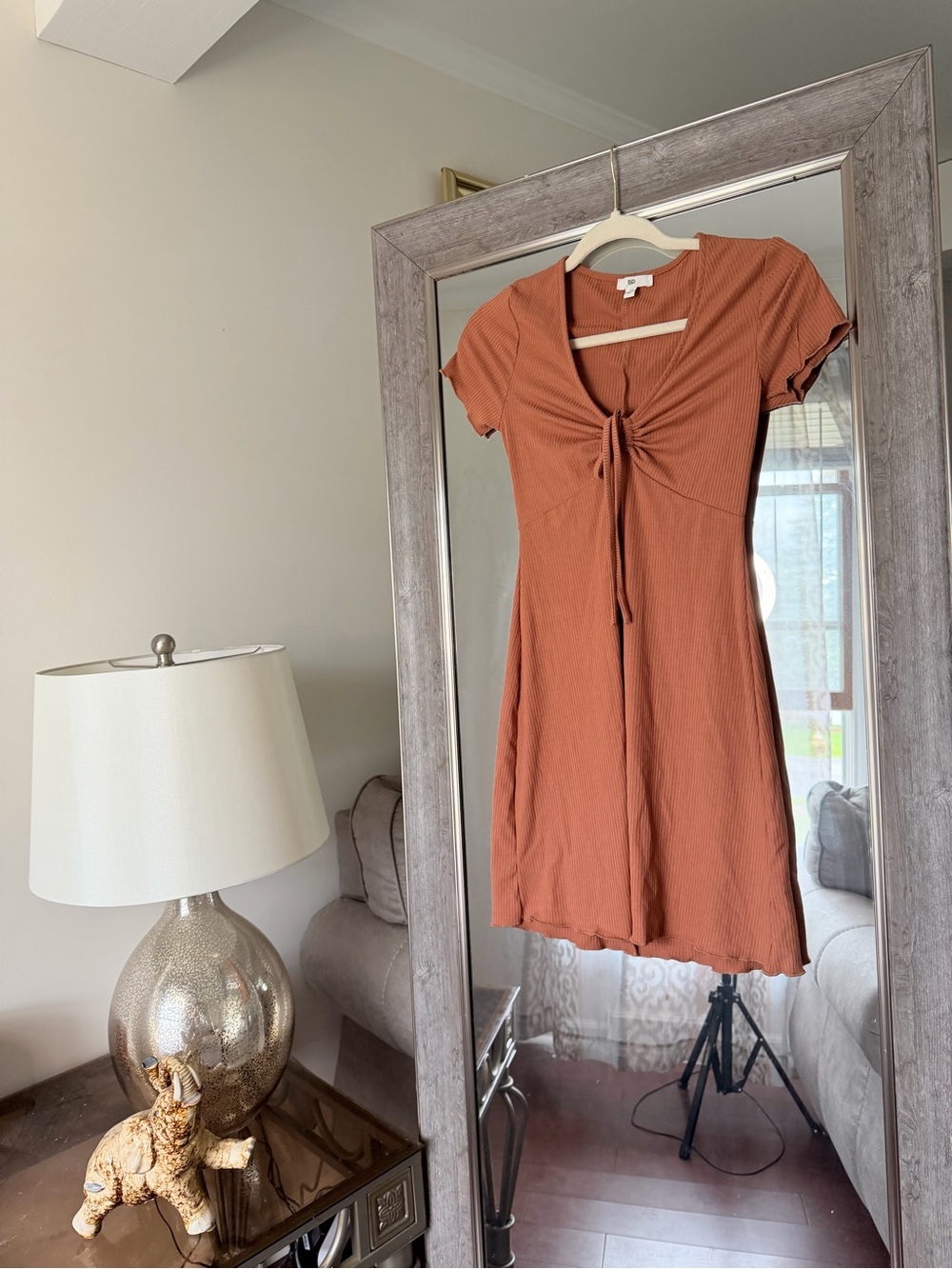 Ribbed Tie-Front Mini Sun Dress